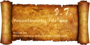 Veszelovszky Tímea névjegykártya